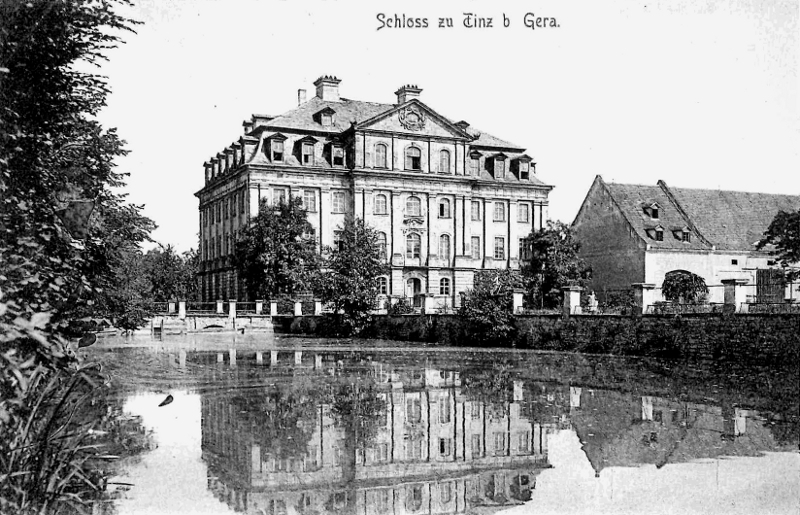 historische Postkarte vom Wasserschloß-Tinz