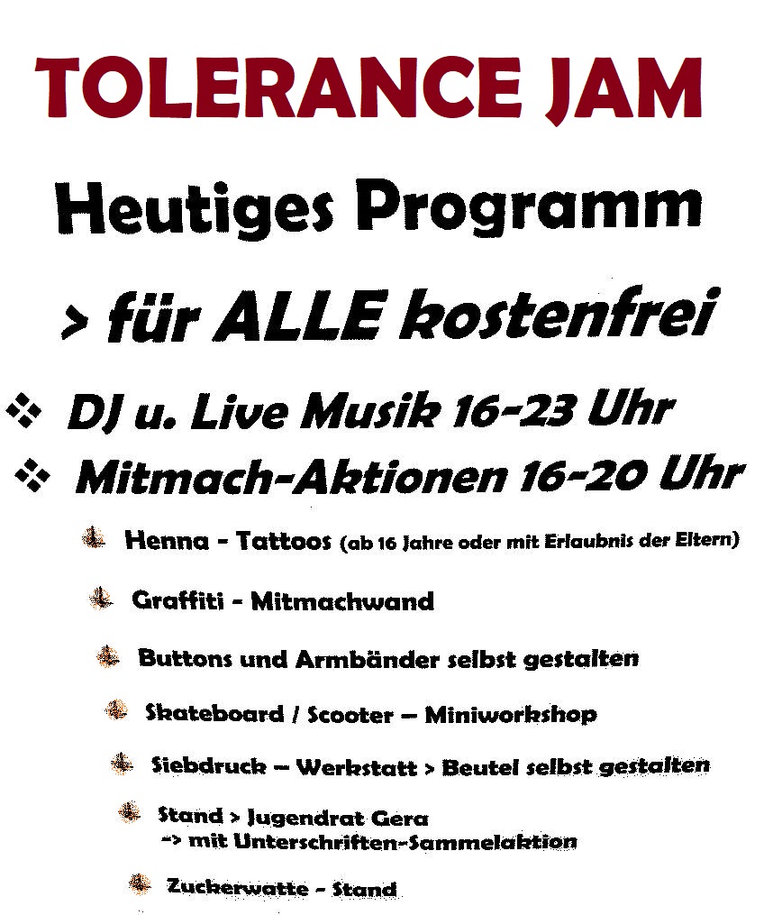 Tolerance-Jam 2023 Aktionen